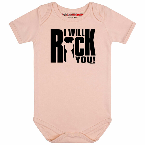 I will rock you - Baby bodysuit, pale pink, black, 56/62