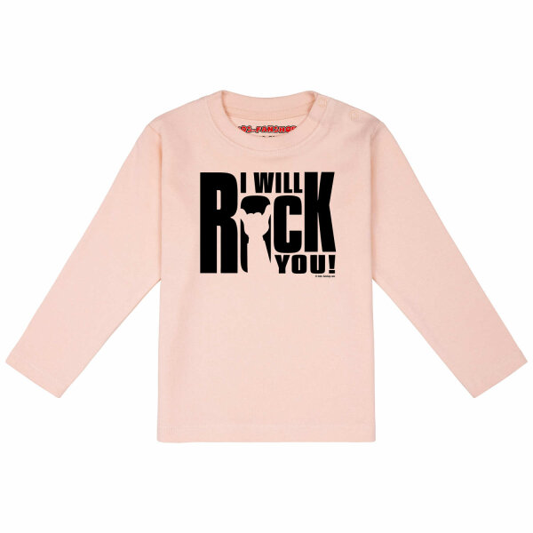 I will rock you - Baby longsleeve, pale pink, black, 56/62