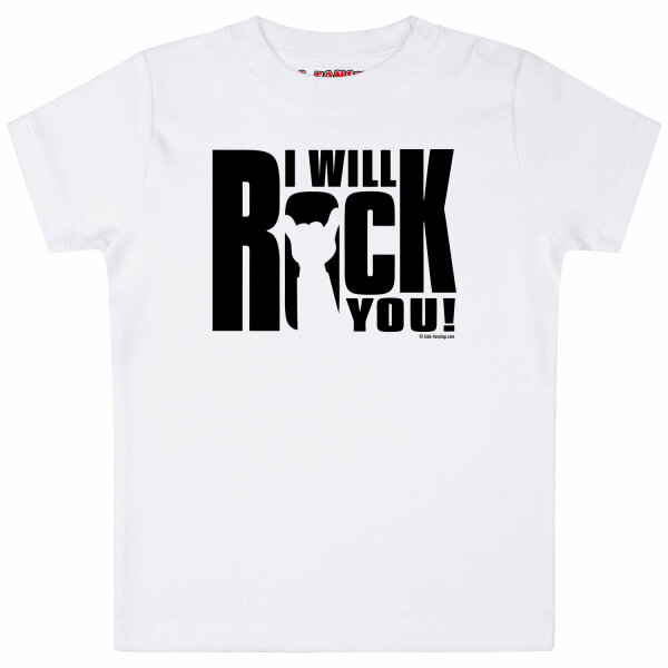 I will rock you - Baby T-Shirt, weiß, schwarz, 80/86