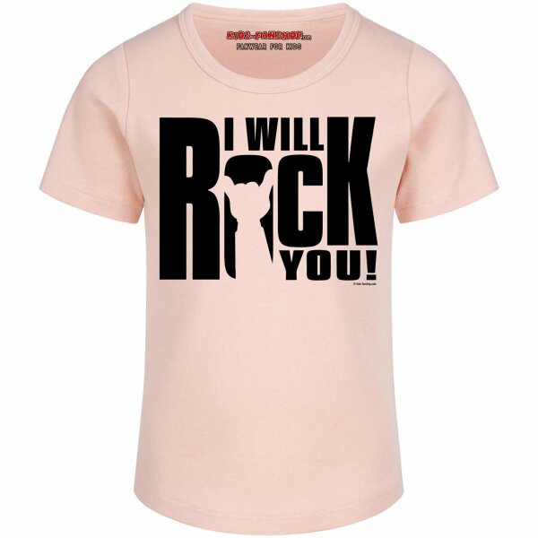 I will rock you - Girly Shirt, hellrosa, schwarz, 116