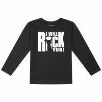 I will rock you - Kinder Longsleeve, schwarz, weiß, 104