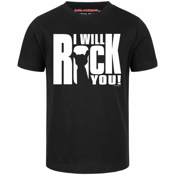 I will rock you - Kinder T-Shirt, schwarz, weiß, 128
