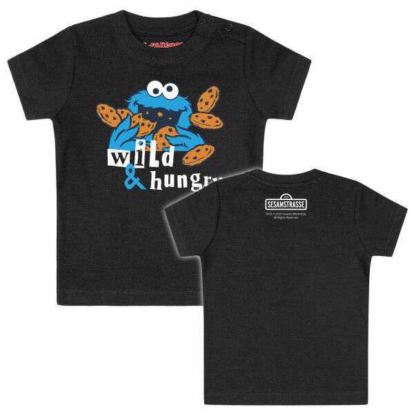 Krümelmonster (wild & hungry) - Baby T-Shirt, schwarz, mehrfarbig, 56/62