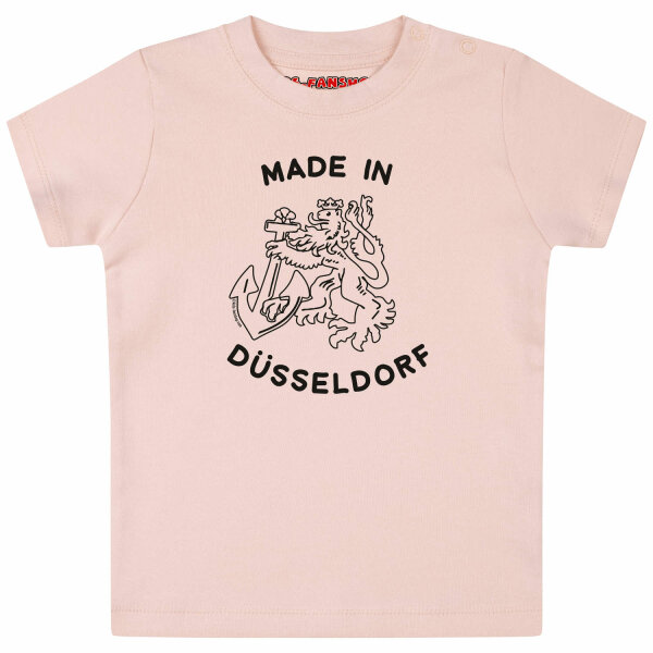 made in Düsseldorf - Baby T-Shirt, hellrosa, schwarz, 56/62