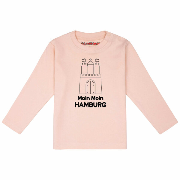 Moin Moin Hamburg - Baby longsleeve, pale pink, black, 56/62