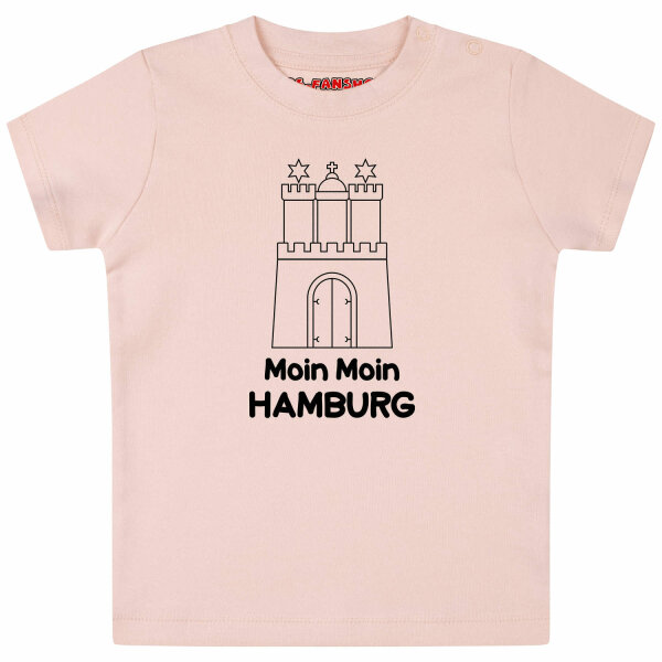 Moin Moin Hamburg - Baby T-Shirt, hellrosa, schwarz, 56/62