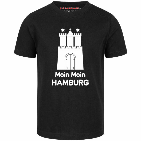 Moin Moin Hamburg - Kinder T-Shirt, schwarz, weiß, 104