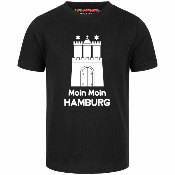 Moin Moin Hamburg - Kinder T-Shirt, schwarz, weiß, 152