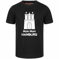 Moin Moin Hamburg - Kinder T-Shirt, schwarz, weiß, 152