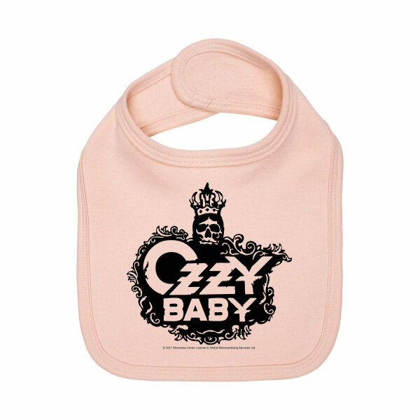 Ozzy Osbourne (Ozzy Baby) - Baby bib, pale pink, black, one size