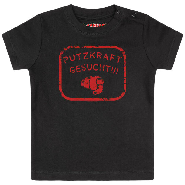 Putzkraft gesucht!!! - Baby T-Shirt, schwarz, rot, 68/74