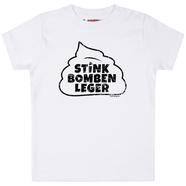 Stinkbombenleger - Baby T-Shirt, weiß, schwarz, 80/86