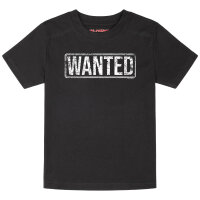 Wanted - Kinder T-Shirt, schwarz, weiß, 104
