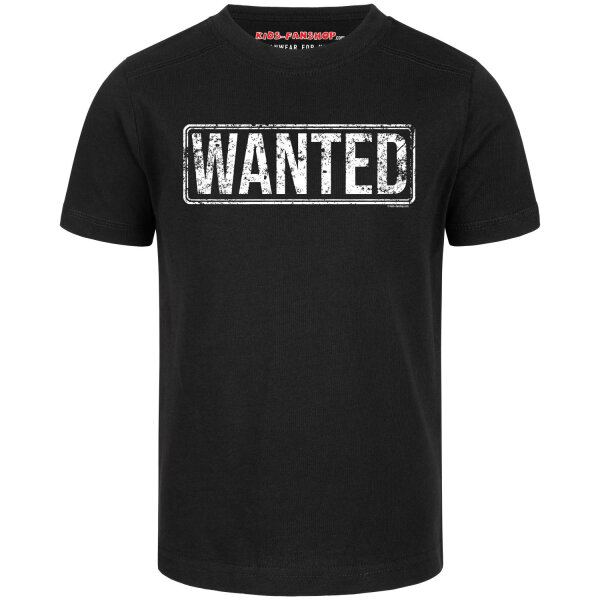 Wanted - Kinder T-Shirt, schwarz, weiß, 116
