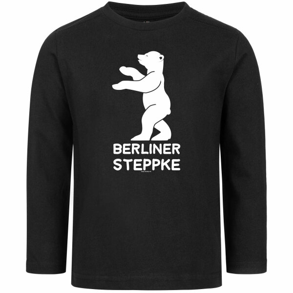 Berliner Steppke - Kinder Longsleeve, schwarz, weiß, 104