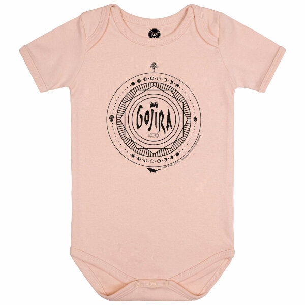 Gojira (Moon Phases) - Baby bodysuit, pale pink, black, 68/74