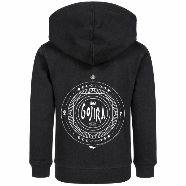 Gojira (Moon Phases) - Kids zip-hoody, black, white, 128