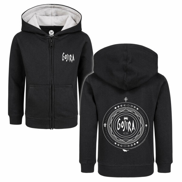 Gojira (Moon Phases) - Kids zip-hoody, black, white, 152