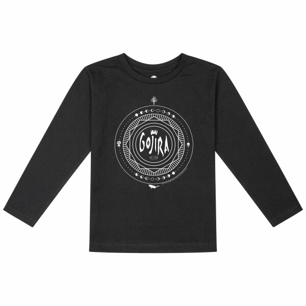 Gojira (Moon Phases) - Kinder Longsleeve, schwarz, weiß, 104