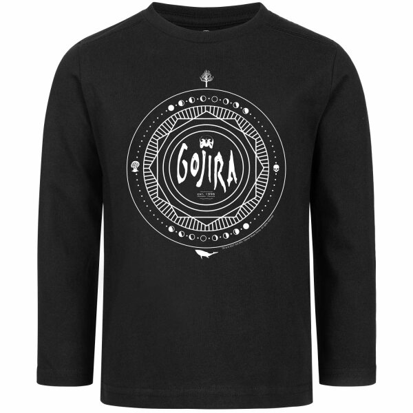 Gojira (Moon Phases) - Kinder Longsleeve, schwarz, weiß, 164