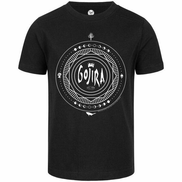 Gojira (Moon Phases) - Kinder T-Shirt, schwarz, weiß, 128