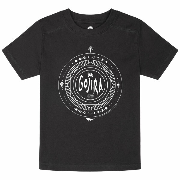 Gojira (Moon Phases) - Kinder T-Shirt, schwarz, weiß, 128