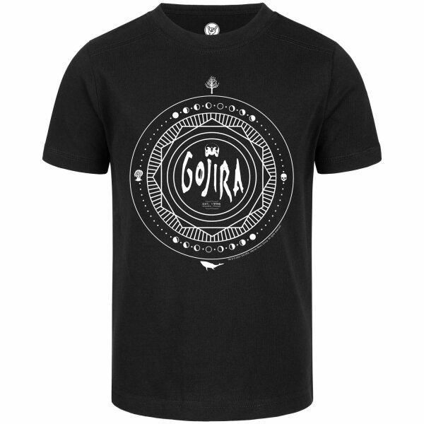 Gojira (Moon Phases) - Kinder T-Shirt, schwarz, weiß, 152