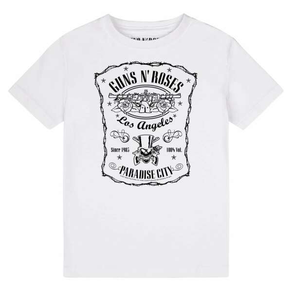 Guns n Roses (Paradise City) - Kinder T-Shirt, weiß, schwarz, 152