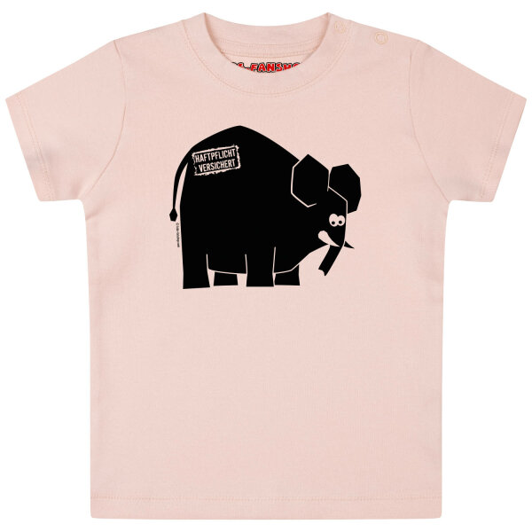 Haftpflichtversichert - Baby T-Shirt, hellrosa, schwarz, 56/62
