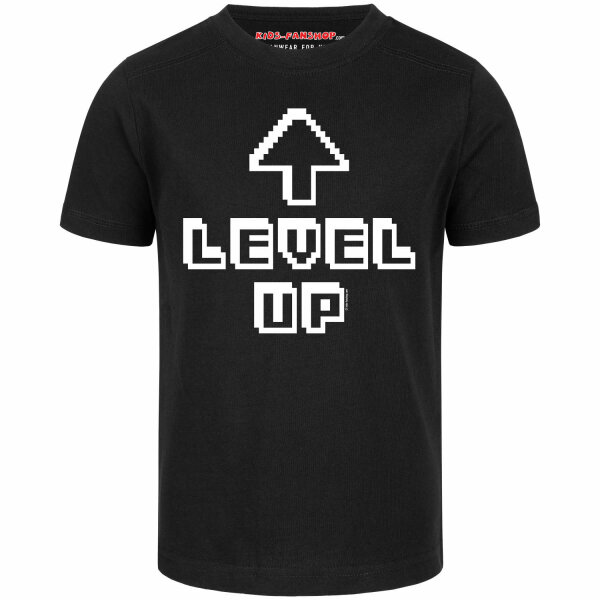 Level Up - Kinder T-Shirt, schwarz, weiß, 128