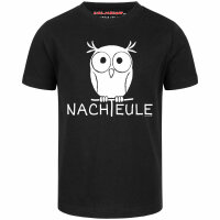 Nachteule - Kinder T-Shirt, schwarz, weiß, 152