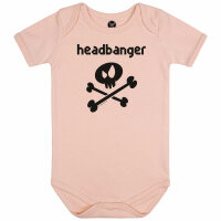 headbanger - Baby bodysuit, pale pink, black, 80/86