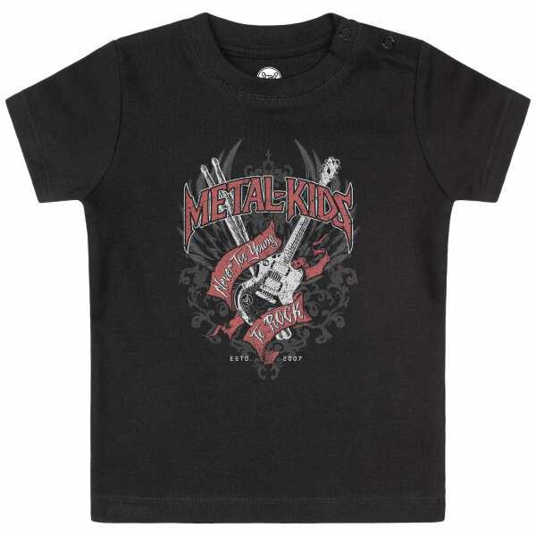 Never too young to rock - Baby T-Shirt - schwarz - mehrfarbig - 56/62