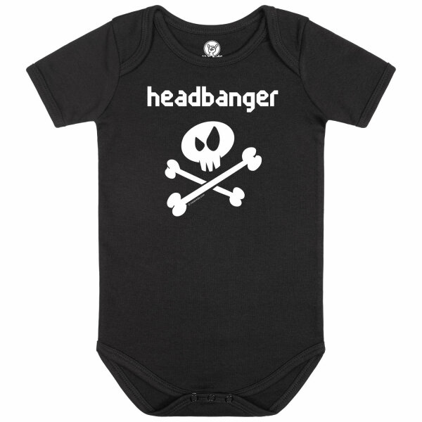 headbanger - Baby bodysuit, black, white, 80/86