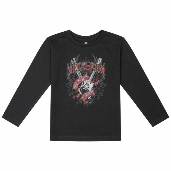 Never too young to rock - Kinder Longsleeve - schwarz - mehrfarbig - 128