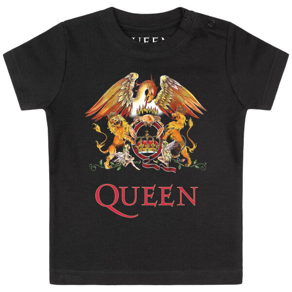Queen (Crest) - Baby T-Shirt, schwarz, mehrfarbig, 56/62