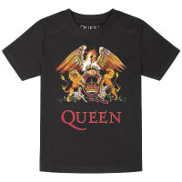Queen (Crest) - Kinder T-Shirt, schwarz, mehrfarbig, 128
