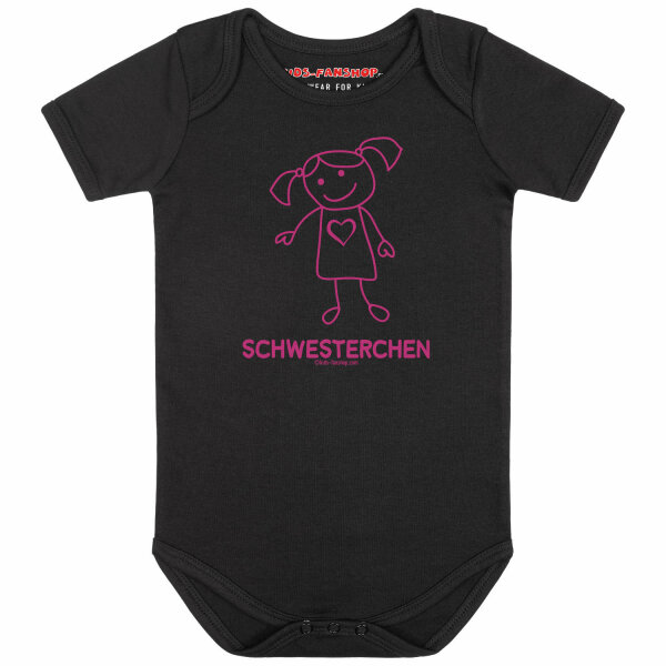 Schwesterchen - Baby Body, schwarz, pink, 56/62