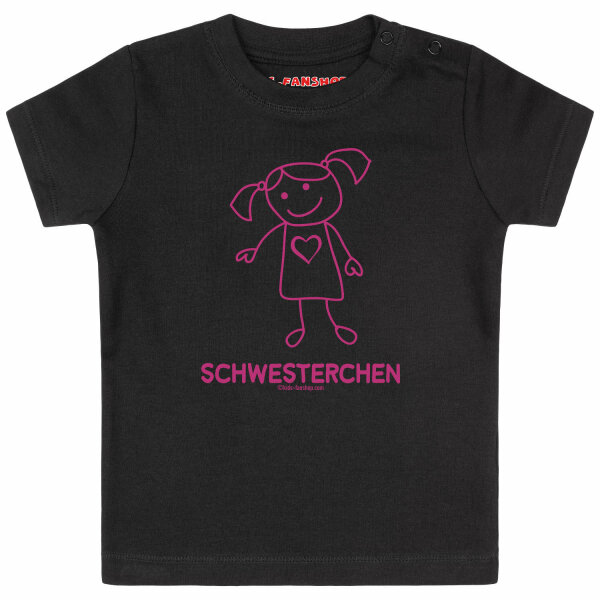 Schwesterchen - Baby T-Shirt, schwarz, pink, 80/86