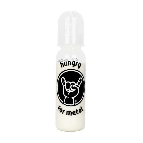 hungry for metal - Babyflasche, transparent, schwarz, 240 ml