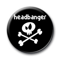 headbanger - Button - alu/metall - schwarz/weiß -...