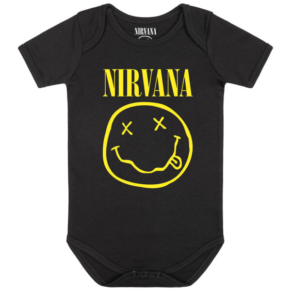 Nirvana (Smiley) - Baby Body, schwarz, gelb, 68/74