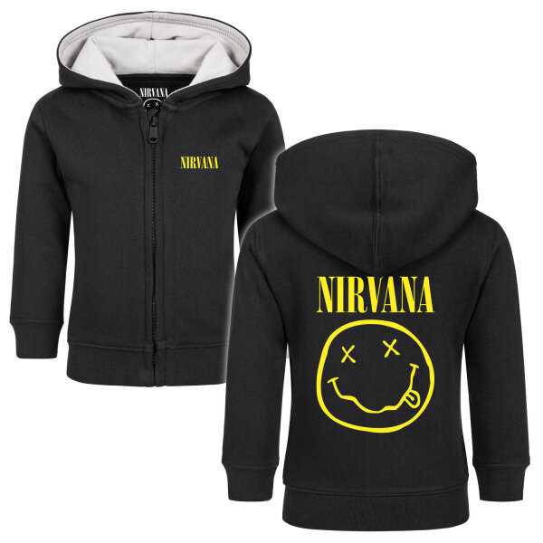 Nirvana (Smiley) - Baby Kapuzenjacke, schwarz, gelb, 56/62