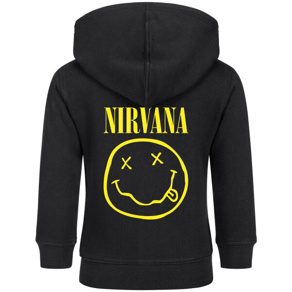 Nirvana (Smiley) - Baby Kapuzenjacke, schwarz, gelb, 68/74