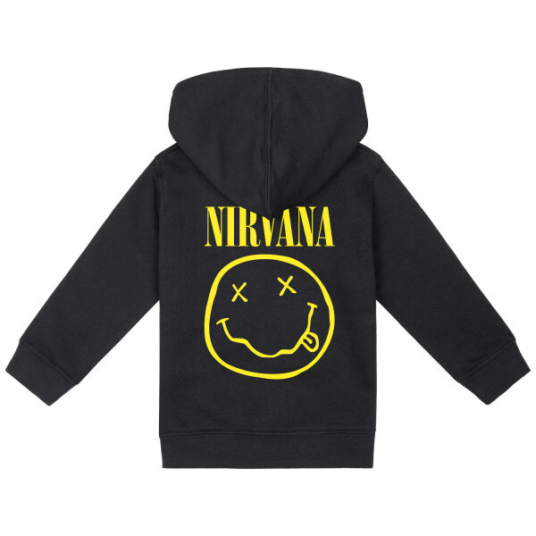 Nirvana (Smiley) - Baby Kapuzenjacke, schwarz, gelb, 68/74