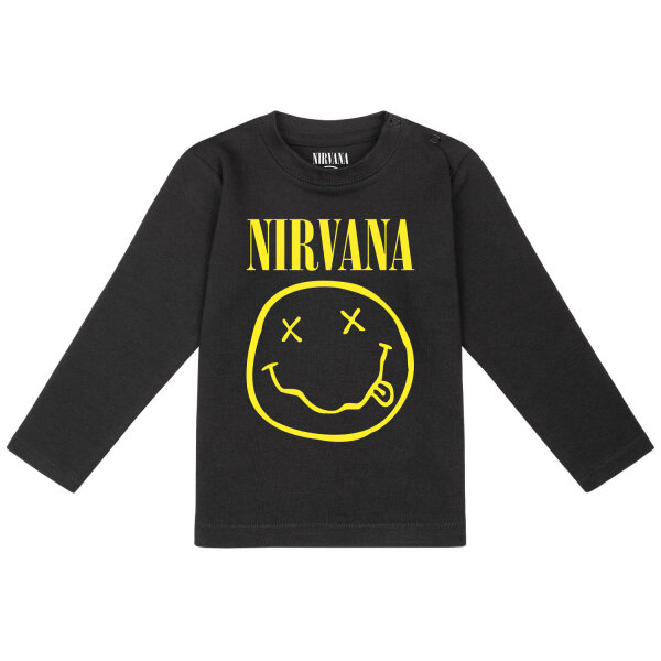Nirvana (Smiley) - Baby Longsleeve, schwarz, gelb, 56/62