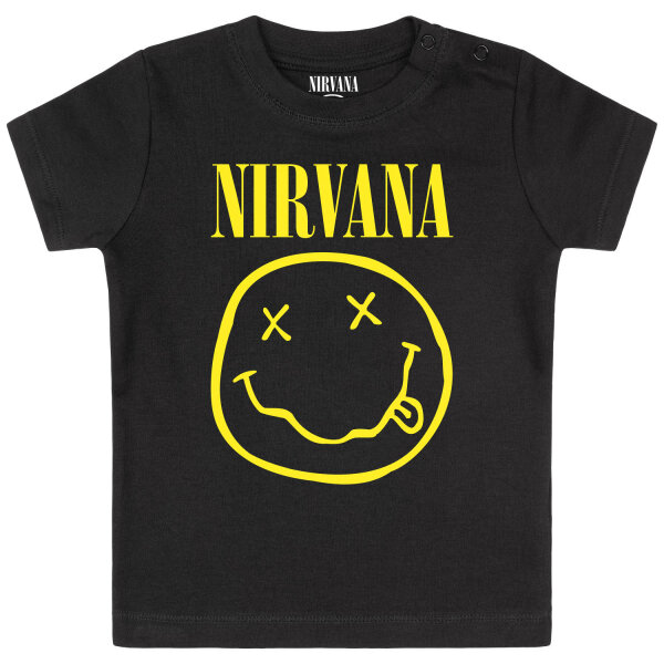 Nirvana (Smiley) - Baby T-Shirt, schwarz, gelb, 80/86