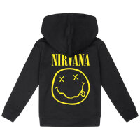 Nirvana (Smiley) - Kinder Kapuzenjacke, schwarz, gelb, 104