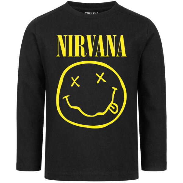 Nirvana (Smiley) - Kinder Longsleeve, schwarz, gelb, 92