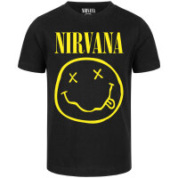 Nirvana (Smiley) - Kinder T-Shirt - schwarz - gelb - 104